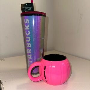 Starbucks Pink pumpkin Mug and Halloween Tumbler.